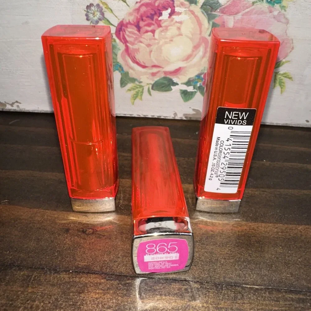 3x Maybelline Color Sensational Vivid Lipstick 865 Fuchsia Flash Satin Finish